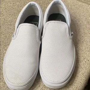 Vans White slip ons